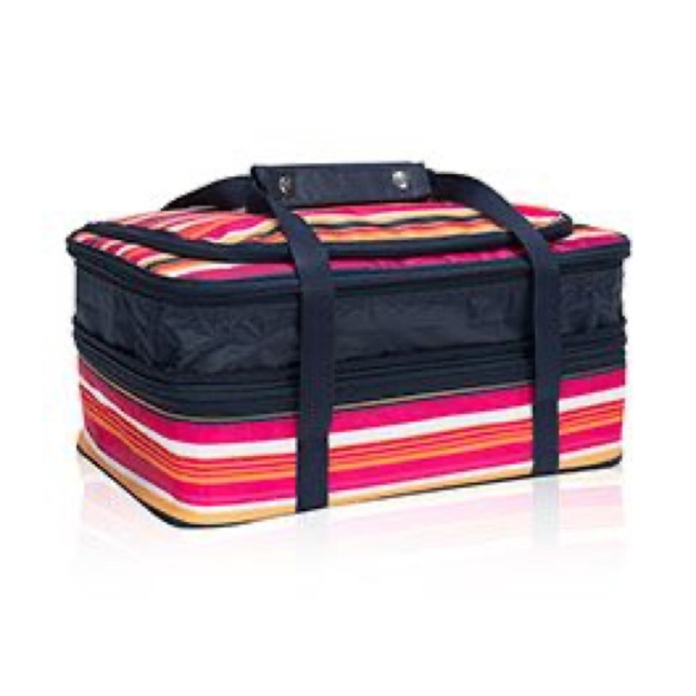 Retired Thirty One Perfect Party set in Pin Stripe Punch